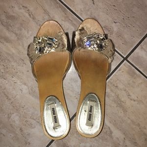 MIU MIU Women’s Heeled Crystal Sandals - 39